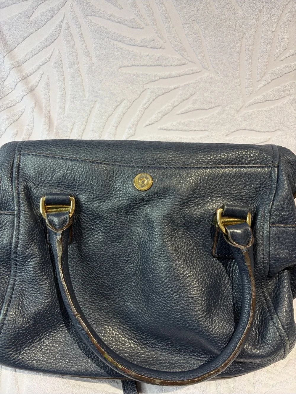 Michael Kors Navy Pebbled Leather Shoulder Bag with Gold Hardware